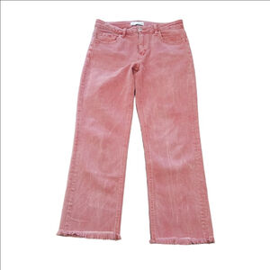 Women's VERVET Cropped Faded Fringed Hem Jeans Size 11 Red